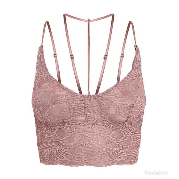 2/$30 Prettylittlething Indya Truffle Sheer Lace Choker Strap Crop Top Size US 0 - Picture 3 of 14